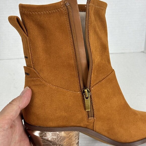 Franco Sarto NWOB Women's 7.5M Sammi Faux‎ Suede Brown Booties - Picture 4 of 13